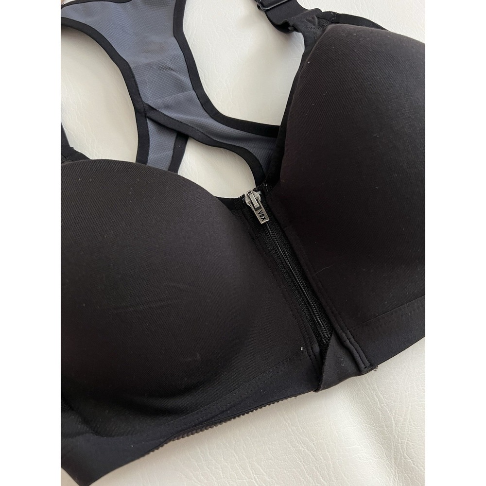 Victoria's Secret VSX Sport Womens 36C Black Zip Front Padded Bra Activewear - Picture 3 of 12